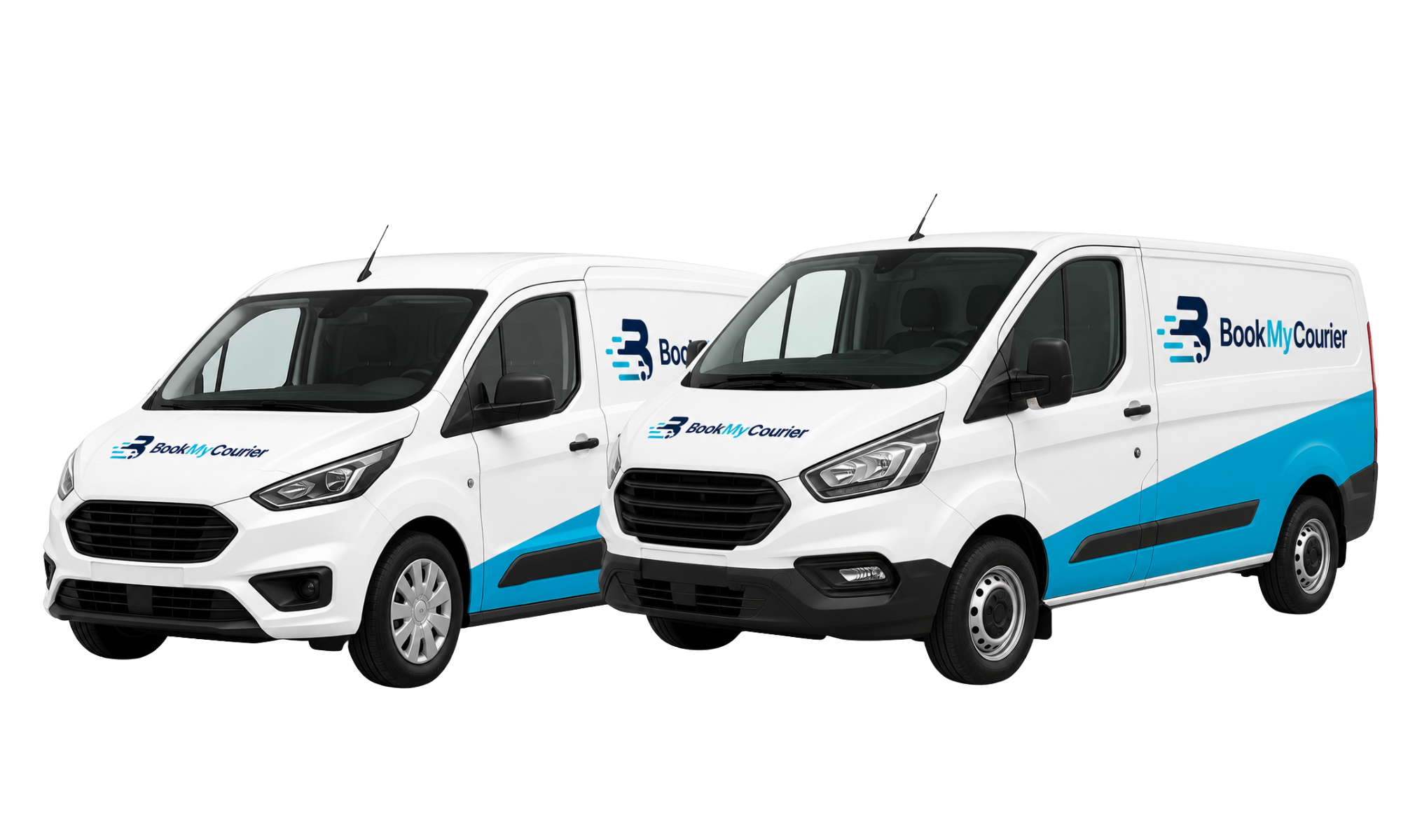 Two BookMyCourier delivery vans