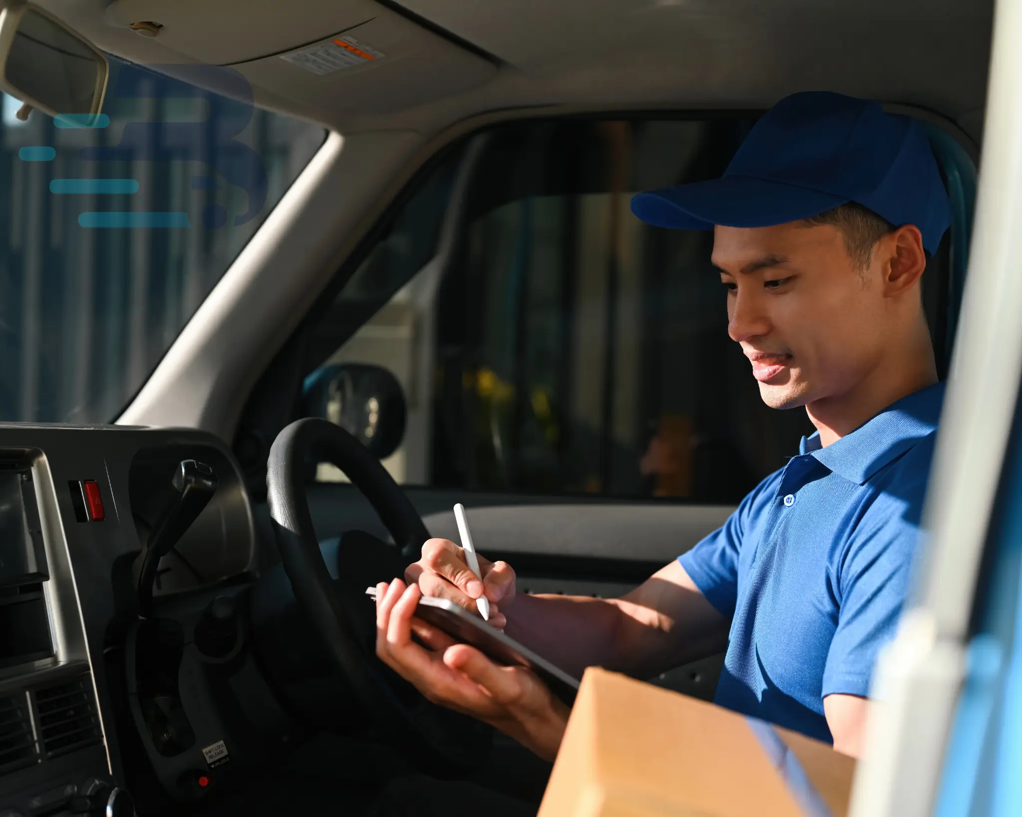Courier preparing a business delivery